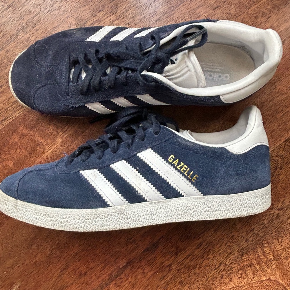 Adidas Gazelle Dark Blue and White Shoes